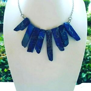 Blue handmade statement necklace